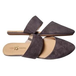 Yosi Samra Vicky Mules Leather Size 9 Gray